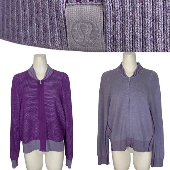 lululemon athletica Sweaters - Lululemon Reversible Double Knit Zip Up Sweater 12 Purple Wool